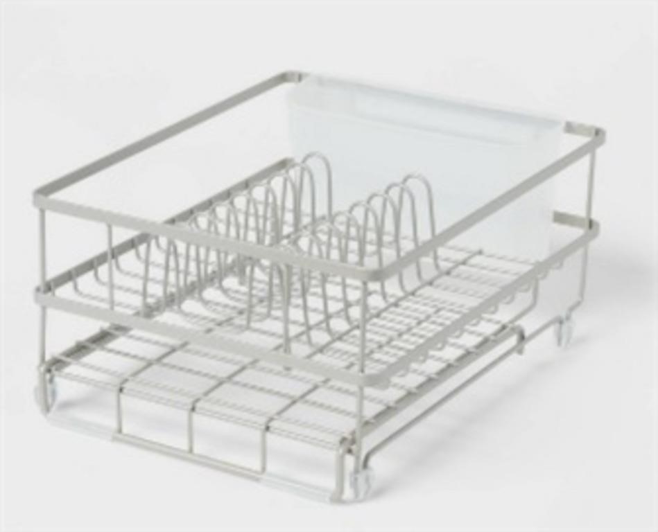 Steel Dish Rack with Utensil Tray Matte Nickel