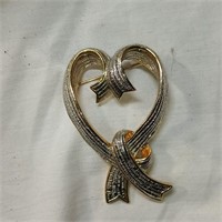 Vintage two tone bow pi brooch