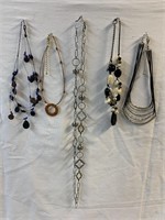 Lot of 5 Earthy Chic Beads & Metallic Necklaces