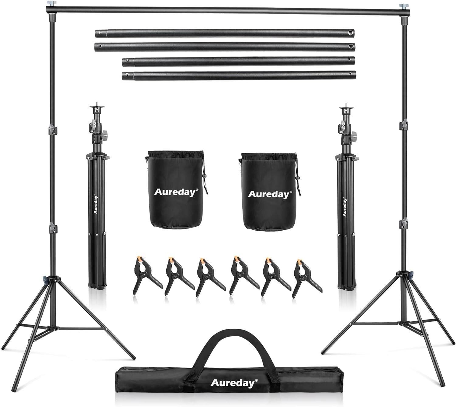 Aureday 10x7ft Photo Backdrop Stand with Accs.