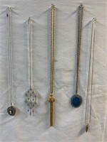 Lot of 5 Long Metallic Pendant Necklaces