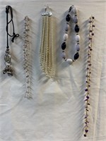 Lot of 5 necklaces Multi strand faux pearls