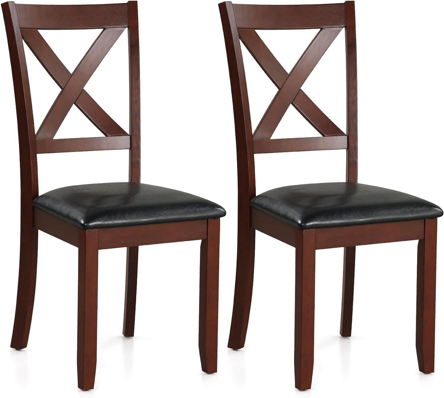 Giantex Wood Dining Chairs Set of 2  Faux