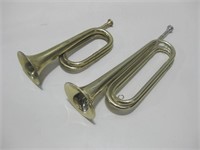 Two Brass Bugles Largest 16" Untested