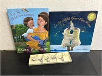 Children books and wine charms.