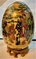 Satsuma Chinese Decorative Ceramic Egg - Village