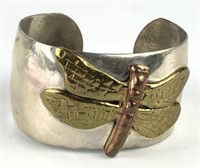 Sterling Cuff Bracelet with Dragonfly Design