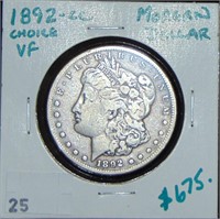 1892-CC Morgan Dollar F-VF.