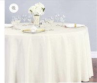 (New) 132 in. Round Polyester Tablecloth - lvory