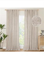 (New) YoungsTex Natural Linen Curtains 95 inch