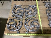 2 pair of cast aluminum decorative fireplace decor