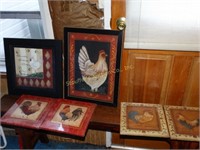 6 Chicken motif wall hangings