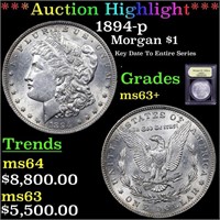 *Highlight* 1894-p Morgan $1 Graded Select+ Unc