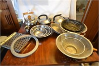 TEA KETTLES-PANS-PIE CRUST SHIELD-STRAINERS