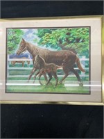 Horses in the Fields Framed Painting
