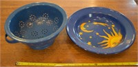 Enamelware / Graniteware strainer & Celestial bowl