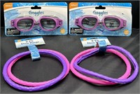 Pool Toys Lot - 2pr Purple Goggles & Dive Rings