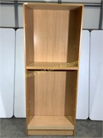 Maple colored laminated pressed wood bookshelf