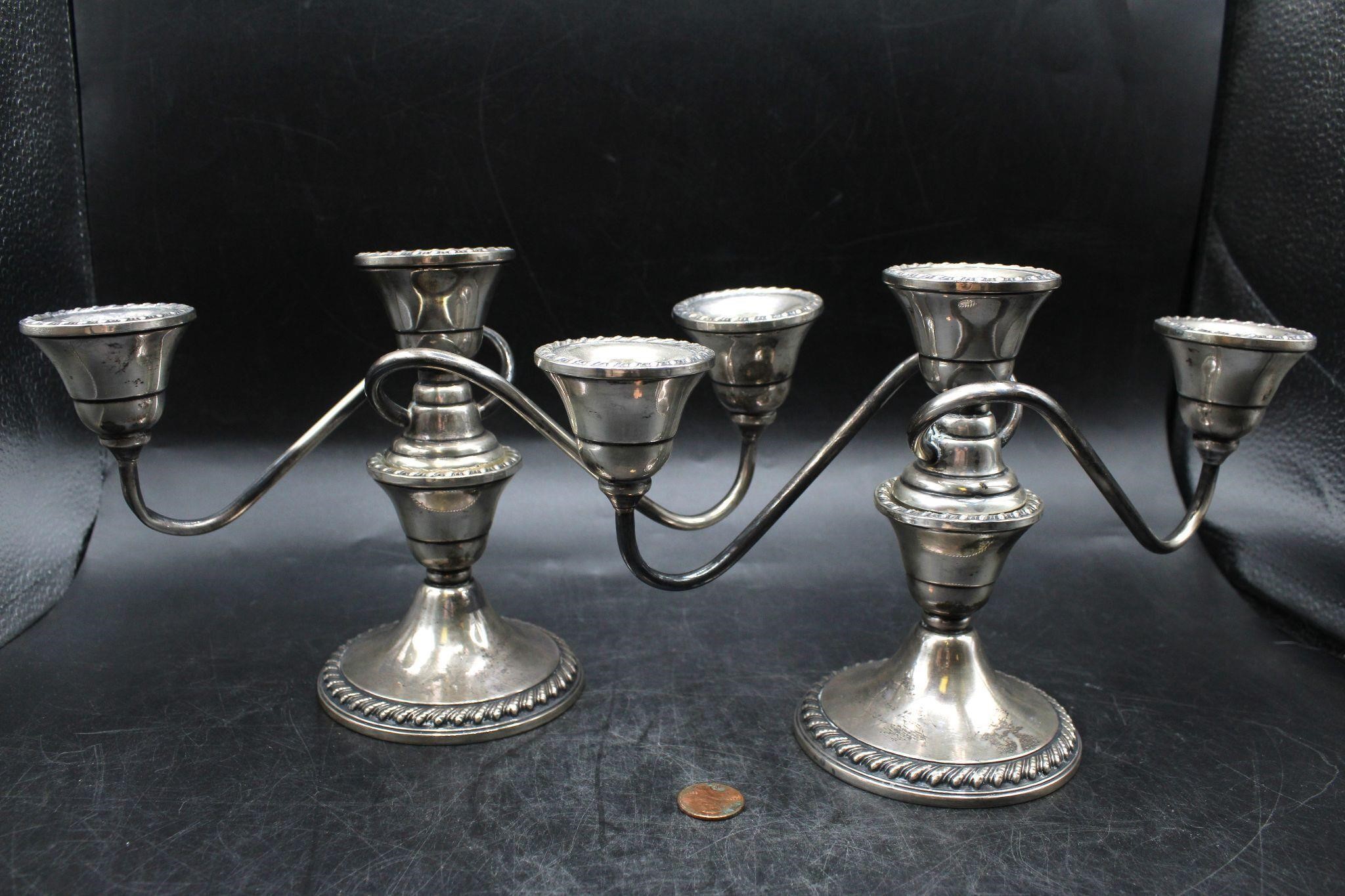 Pr. Rogers 1901 Wtd. Sterling Candelabras 2 Lbs.+