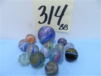(13) Various Size Vintage Swirl Marbles -