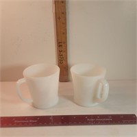 Fire King D handle white cups