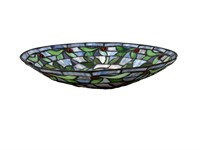 Tiffany style Stained Glass Rose Jeweled Bowl