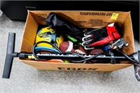 Box of Misc Items; Footballs, Soccer Ball, Disc
