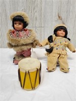 Native American Girl Dolls w/Drum