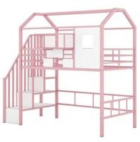 Metal Loft Bed with roof Design and a Storage