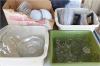 (3) tubs & (2) boxes of glassware