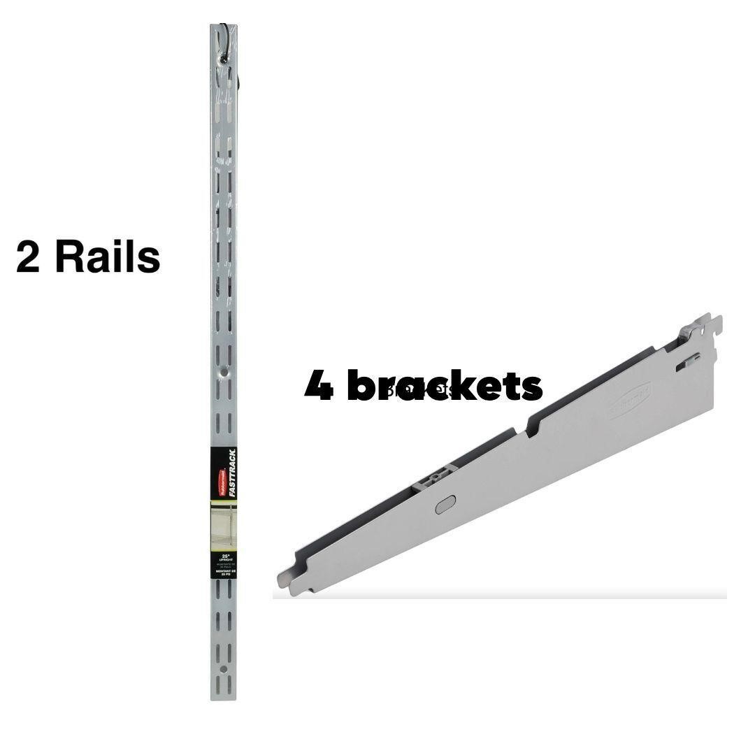 2 Rails/ 4 Brackets Rubbermaid Alloy Steel FastTra