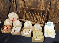 Assorted Soaps by Pre de Provence & Rattan Rack
