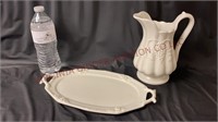 Red Cliff Ironstone Handled Tray & Pitcher