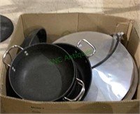 Large box filled with heavy duty pans includes