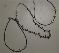 3 Shell Bead SW Necklaces - 2 w/ Bird Fetishes
