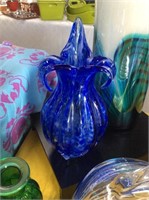 Blue art glass vase
