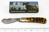 Rough Rider Folding Knife Brown Rams Horn Bone