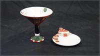 Holiday themed ceramic martini set.