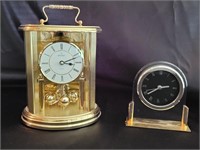 (2) Desk Clocks 1 Anniversary & 1 Acrylic on Brass