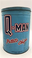 Vintage Q-man Potato Chip Tin