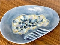 Pottery Blue Porcelain Iridescent Dish by Madeline