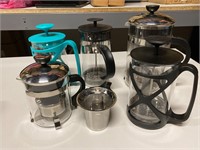 LOT OF 5 FRENCH COFFEE PRESSES