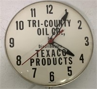 Tri-County Oil Co.(Texaco Distributor) adv. clock
