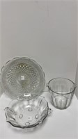 Glass ice bucket, glass serving dishes
