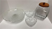 Frosted glass cake stand, (2) frosted heart