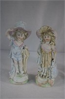 Two French bisque figurines 8.5" H & 9" H