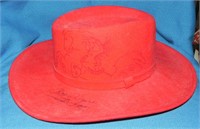 Vtg Red Felt Cowboy Hat, Signed by Roy Rogers