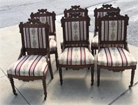 (6) Victorian Walnut & Burl chairs