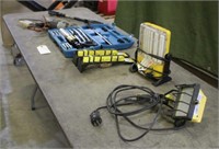 Assorted Tools Including Work Lights, Lashing