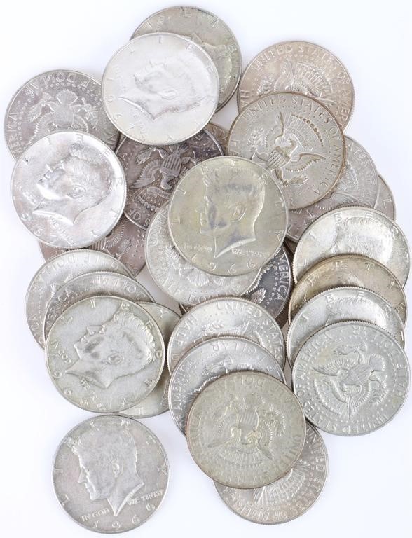 ASSORTED 0.4 SILVER KENNEDY HALF DOLLARS - (30)